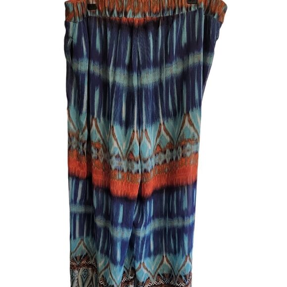 Bisou Bisou Palazzo Sheer Pants Batik Boho Summer Party - Picture 3 of 6